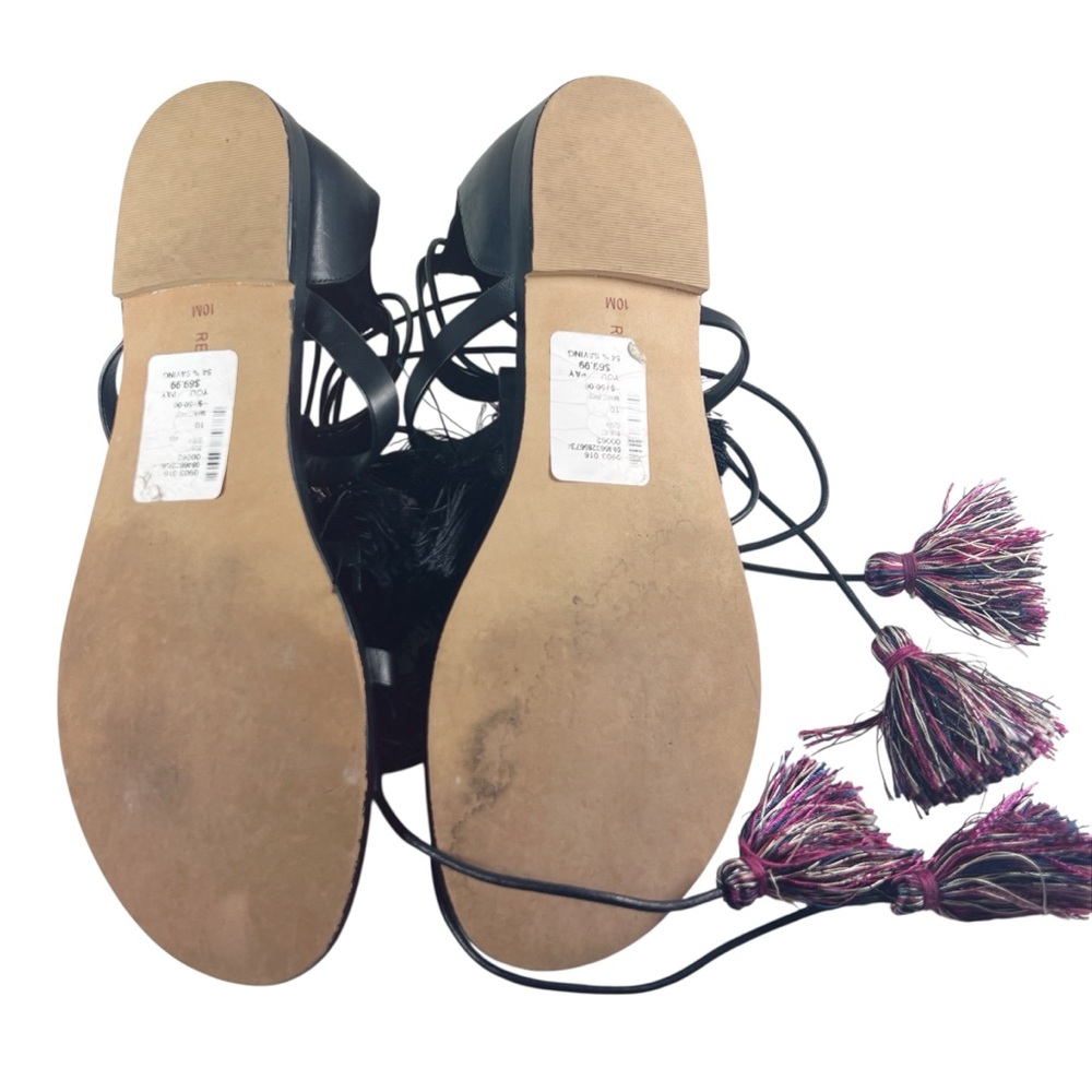 Rebecca Minkoff Black and Multicolor Tassel Gladiator Sandals Sz 10 EUC Summer - Picture 6 of 6